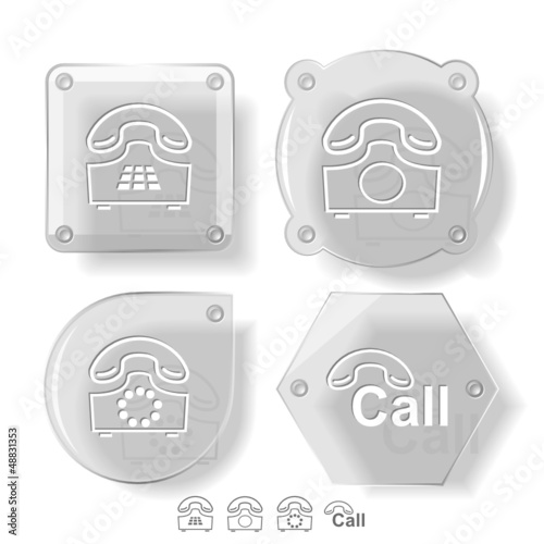 Business icon set. Glass buttons. Vector illustration.