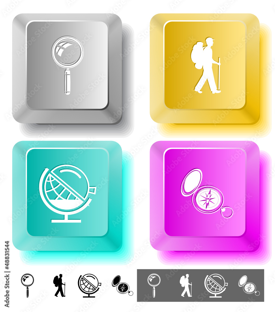 Education icon set. Computer keys. Vector illustration.