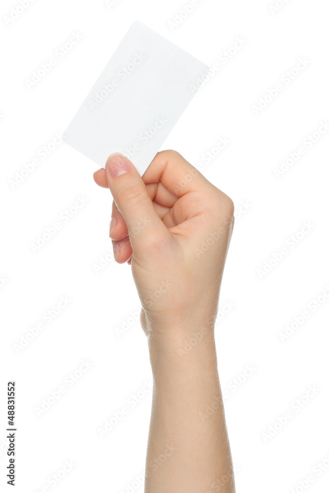 Hand holds charge card on white background. Hand holds charge card on white background.