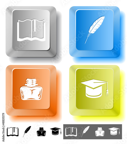 Education icon set. Computer keys. Vector illustration.