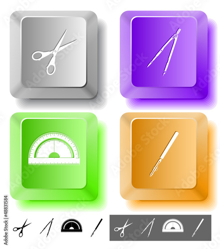 Education icon set. Computer keys. Vector illustration.