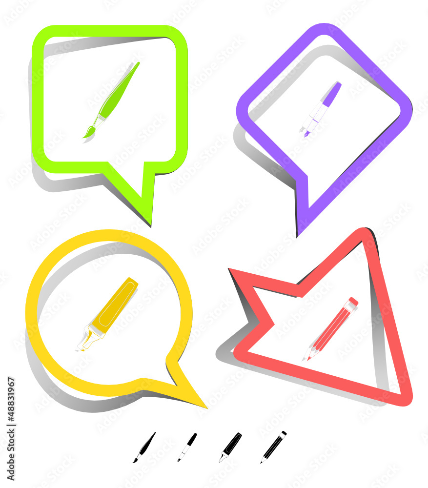 Education icon set. Paper stickers. Vector illustration.