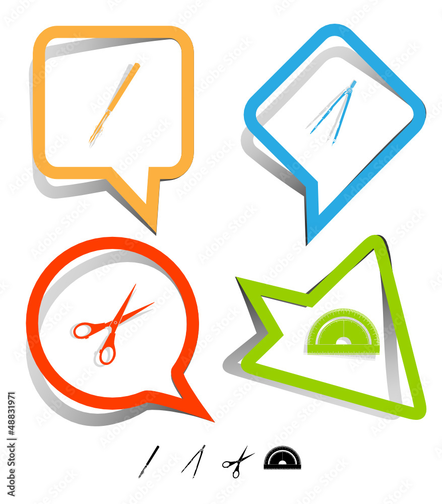 Education icon set. Paper stickers. Vector illustration. Education icon set. Paper stickers. Vector illustration.