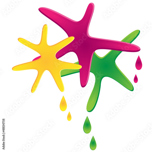 coloured spots and drops on a white background