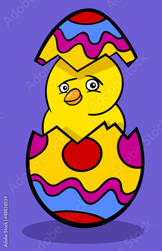 chicken in easter egg cartoon illustration