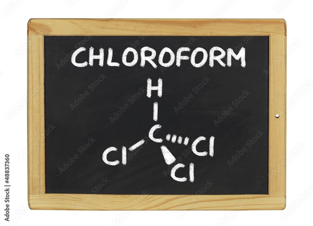 chemische Strukturformel von Chloroform auf einer Schiefertafel chemische Strukturformel von Chloroform auf einer Schiefertafel