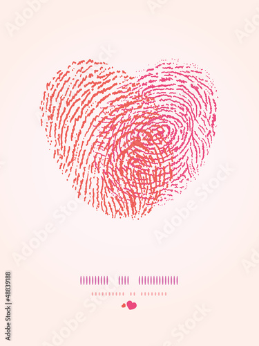 Vector fingerprint heart romantic background with hand drawn