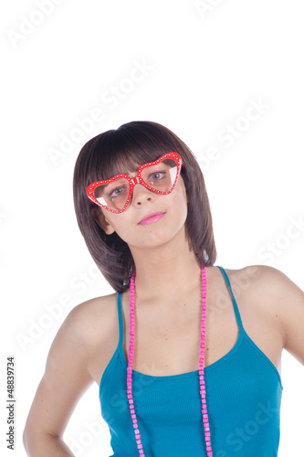 smiling girl wearing sunglasses