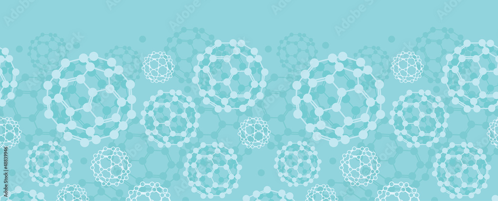 Vector buckyballs horizontal seamless pattern background
