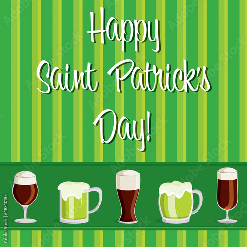  Happy Saint Patrick s Day  beer card in vector format.