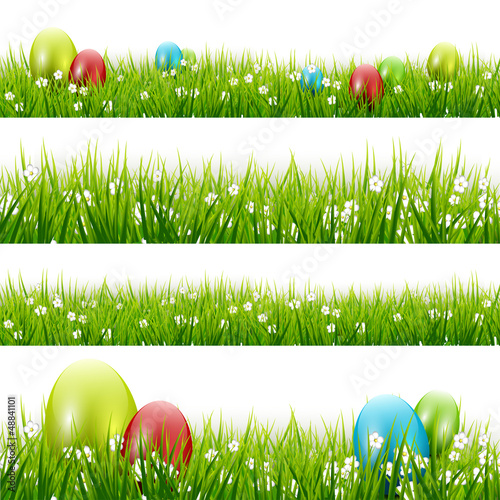 Grass with eggs - vector set