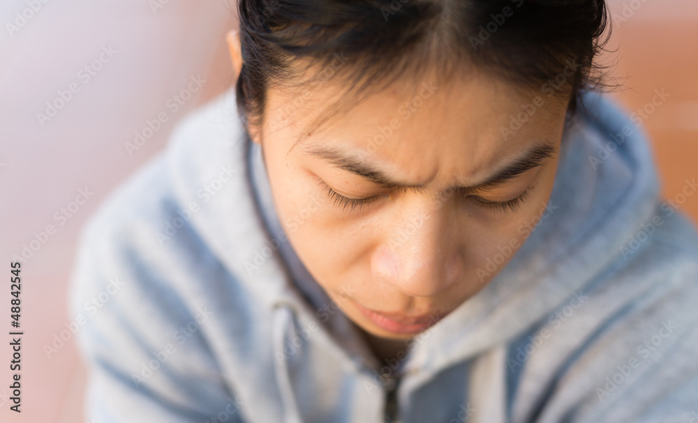 Portrait of face woman stress Portrait of face woman stress