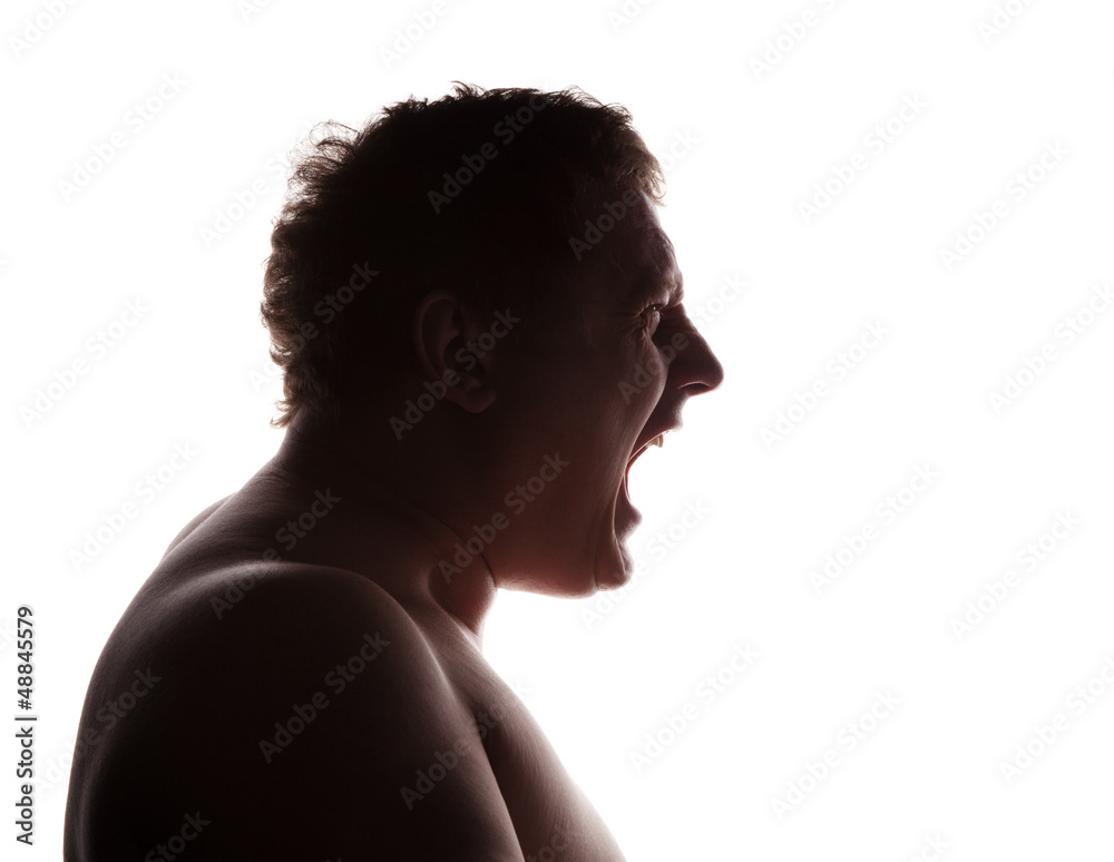 man portrait silhouette profile screaming