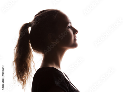 woman portrait profile  in silhouette shadow
