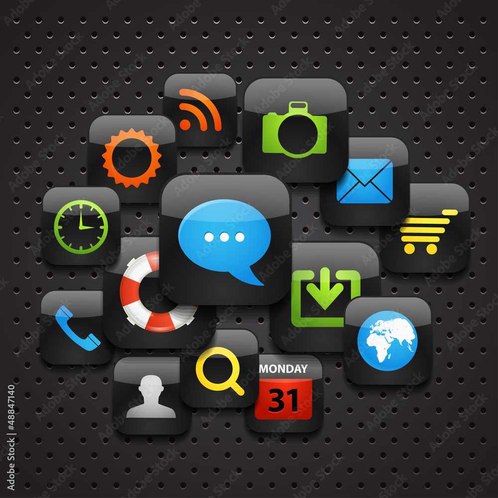 Mobile interface icons abstract background