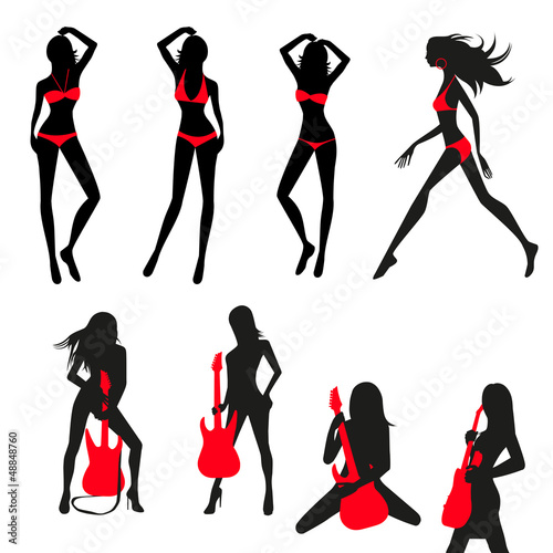 silhouettes of girls set
