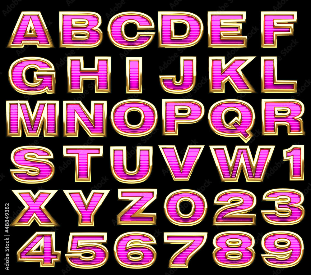 pink alphabet whith gold pink alphabet whith gold
