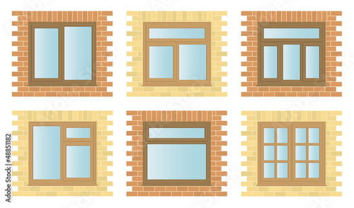 Set Exterior Wooden Windows