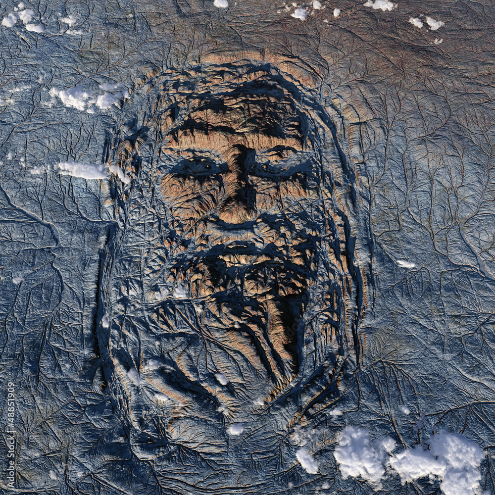 Fototapeta premium human face on the Earth