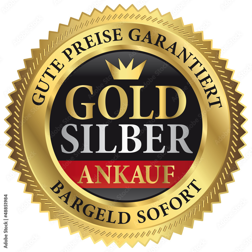 Gold und Silder Ankauf - Gute Preise garantiert - Bargeld sofort  Stock-Vektorgrafik | Adobe Stock