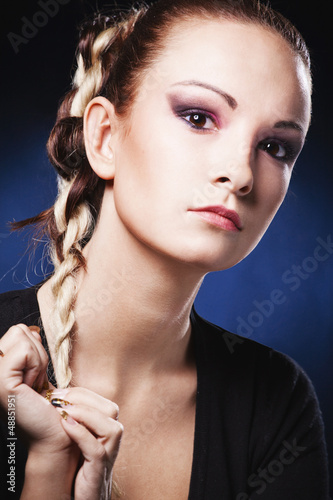 woman with colorful makeup