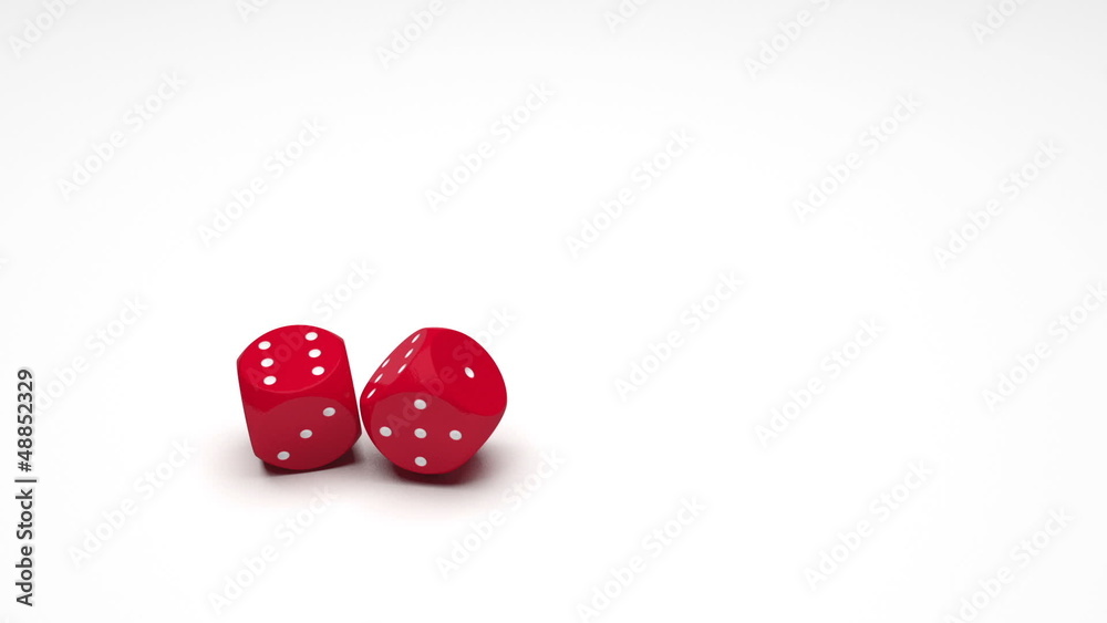 Two dice with double sixes (slow motion, with alpha channel) Two dice with double sixes (slow motion, with alpha channel)