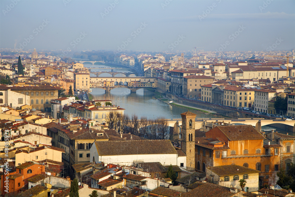 Florence - Ponte Vecchio and the town in the morning light