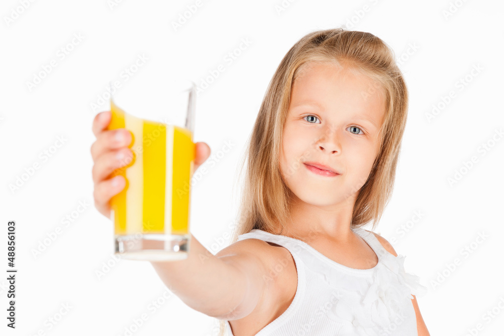 Beautiful girl with orange juice, on a gray background Beautiful girl with orange juice, on a gray background