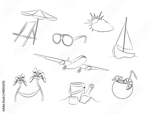 Vacation icons set isolated on white