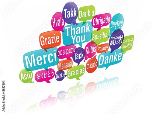 Konstfotografi nuage de mots bulles 3d : merci traduction