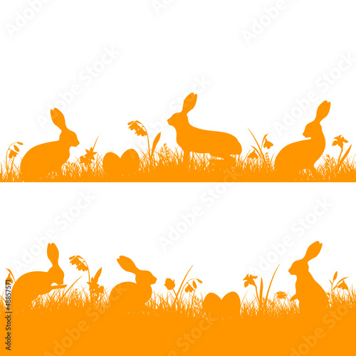 Easter Background Header Meadow Bunny Orange