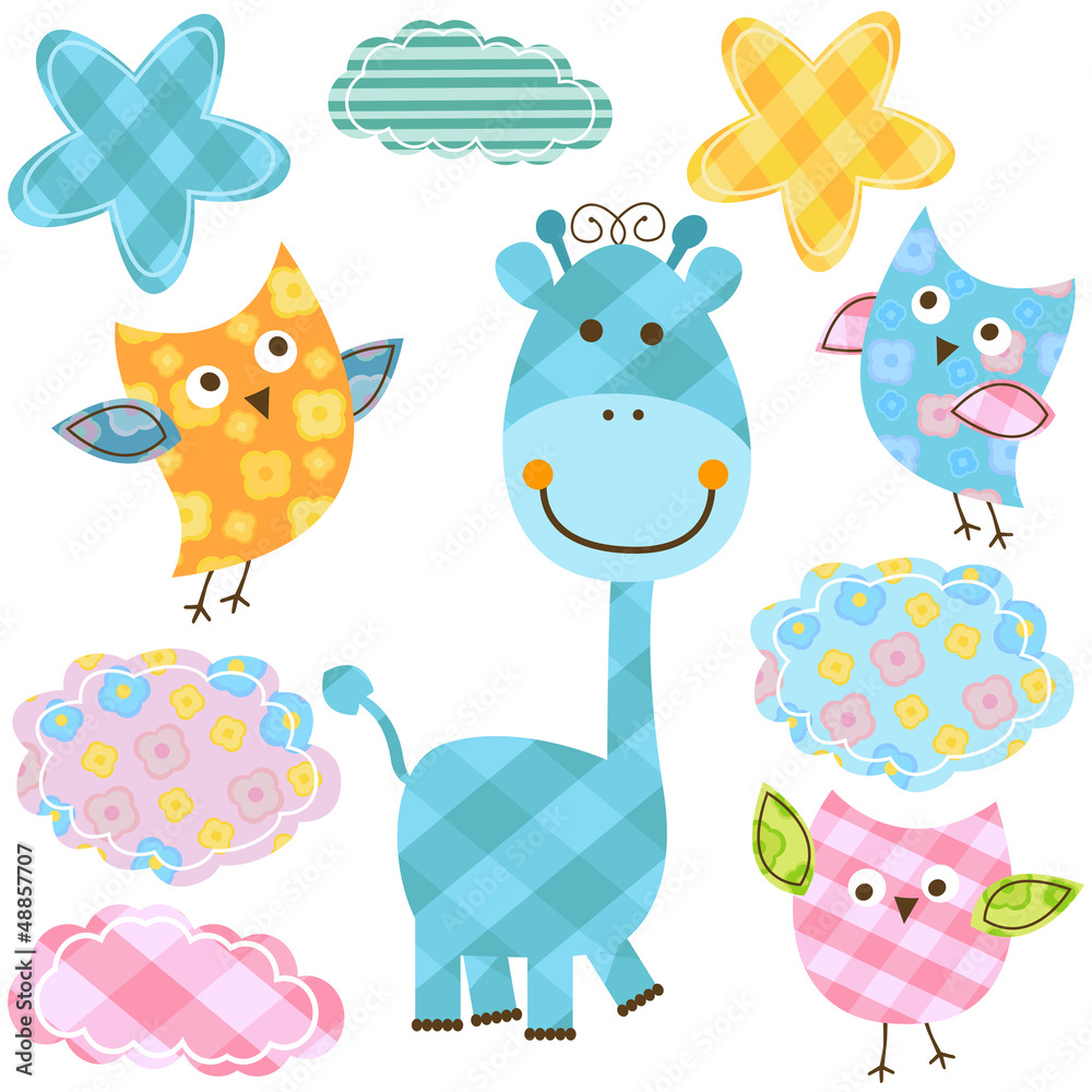 Obraz premium cute owls & giraffe