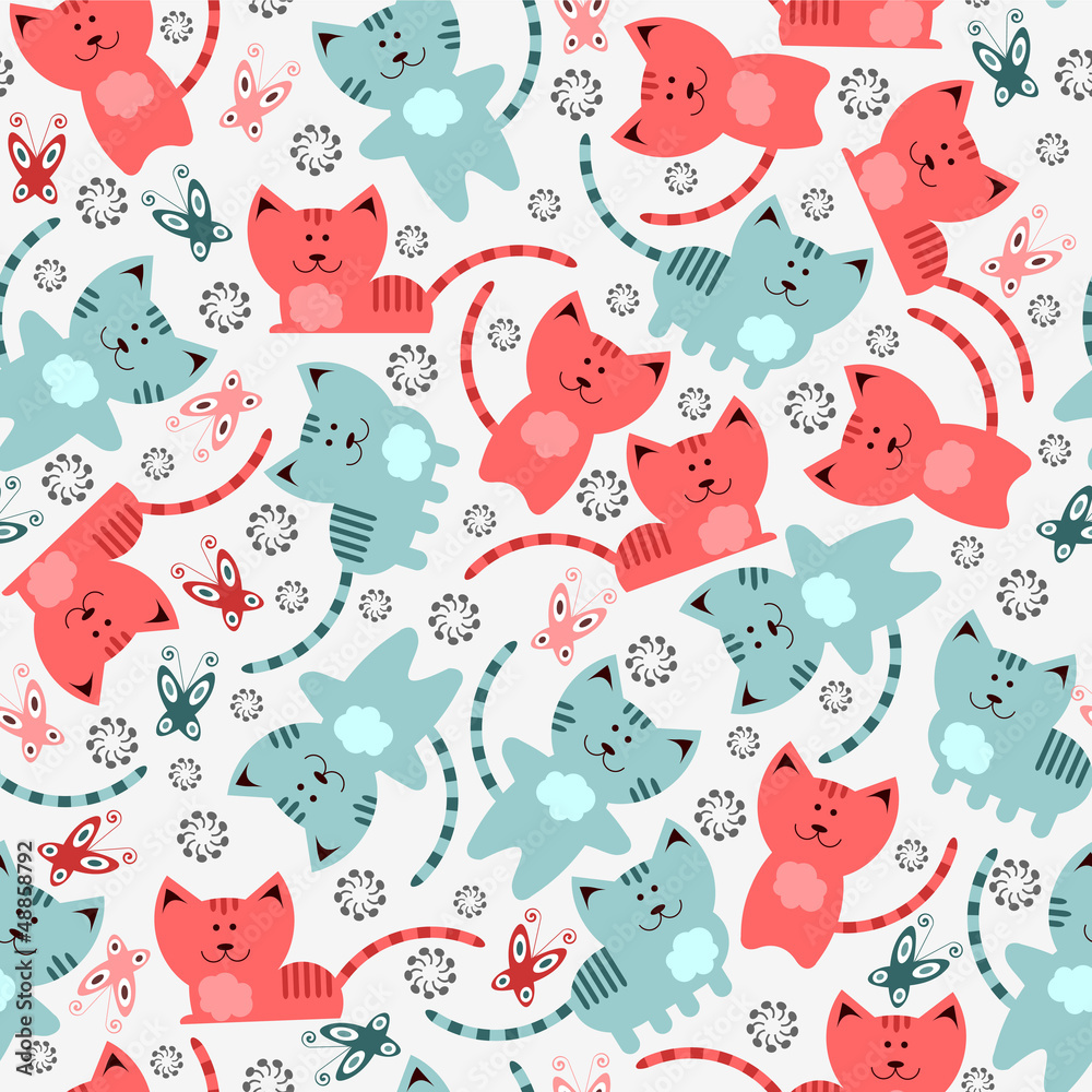 Seamless pattern with cute kittens Seamless pattern with cute kittens