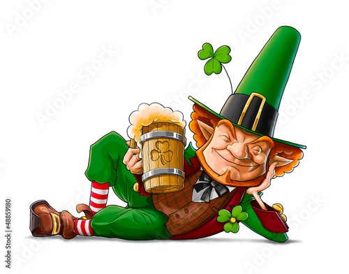 Photo elf leprechaun with beer for saint patrick's day illustration