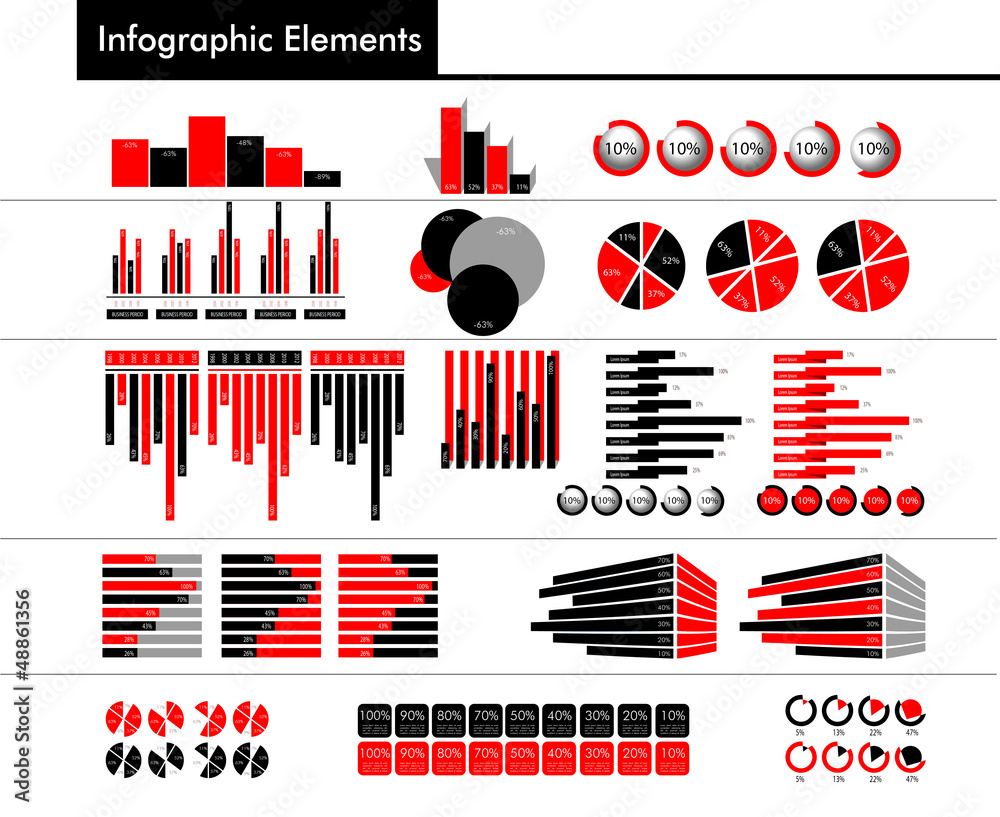 Obraz premium Infographic in black, red and gray color