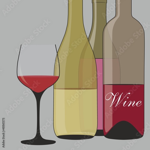 Pattern with bottle of wine. Vector background.