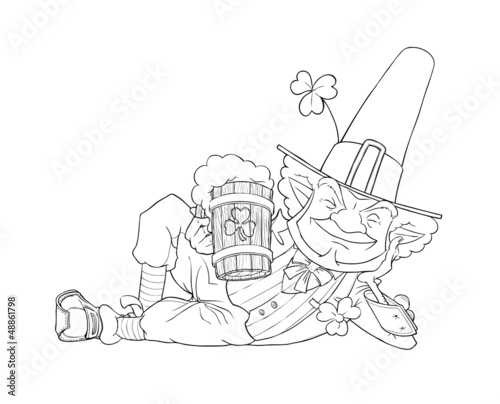 elf leprechaun with beer for saint patrick's day vector
