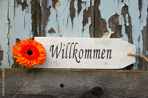 Grußkarte - Willkommen Schi...