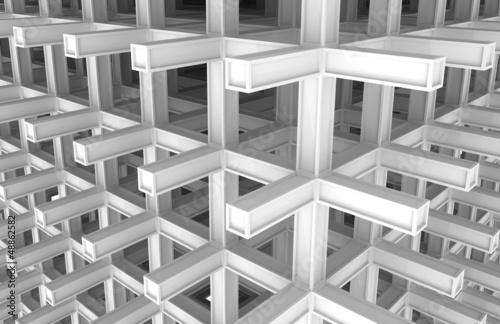 Monochrome architecture abstract with white braced construction