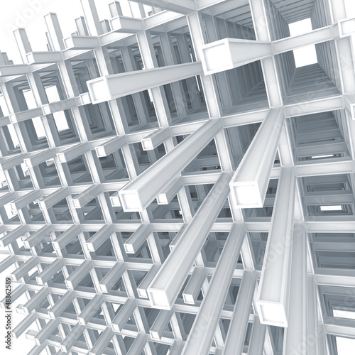 3d architecture light blue monochrome abstract