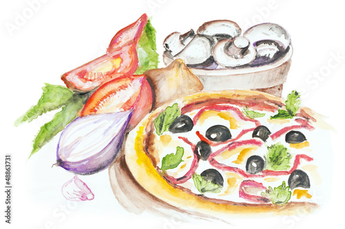 Pizza Margarita isolated