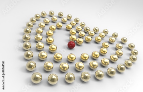 cuori di perle in oro e rosso
