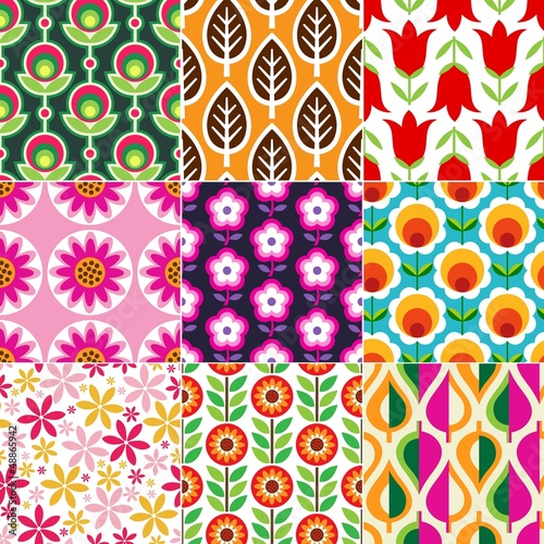 Fototapeta Naklejka Na Ścianę i Meble -  seamless retro flower pattern
