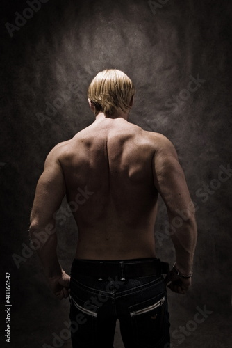 Back of male bodybuilder
