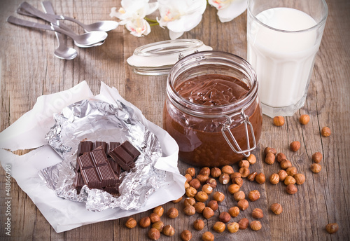 Chocolate hazelnut spread. photo