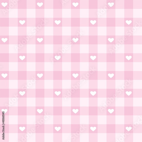 Seamless pink valentines background hearts vector pattern #48868140