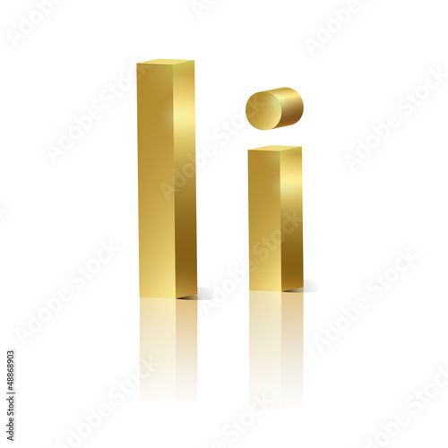 Vector letter I of golden design alphabet