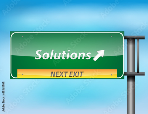 Glossy highway sign with Solutions.