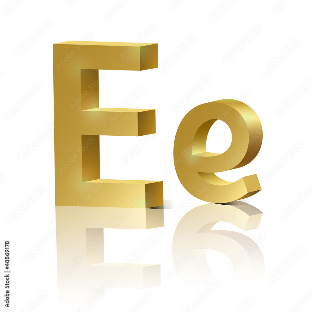 Vector letter E of golden design alphabet