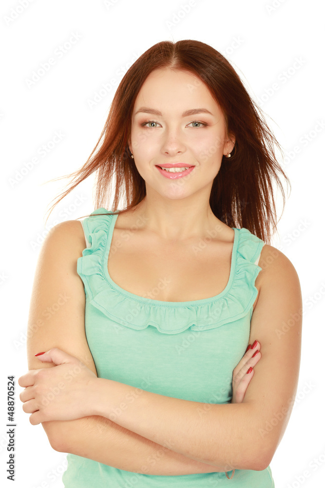 A portrait of a smiling young woman standing A portrait of a smiling young woman standing